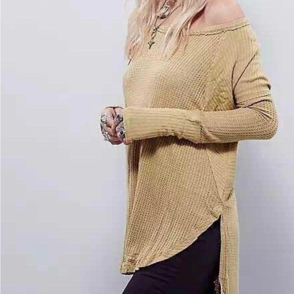 Free People Tan Off-Shoulder Top